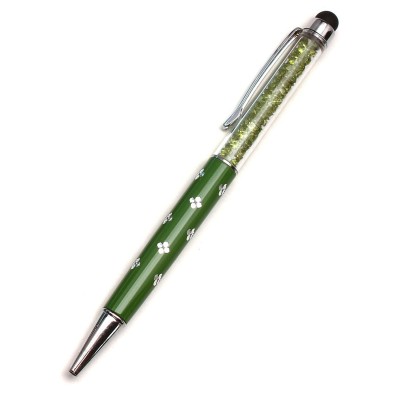 Green Crystal Flower Style Handle Stylus Pen