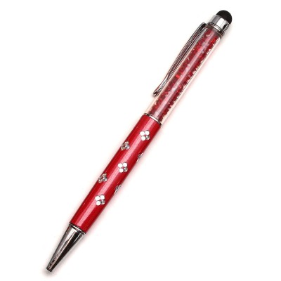 Red Crystal Flower Style Handle Stylus Pen