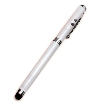 White Stylus Pen with Flashlight & Laser